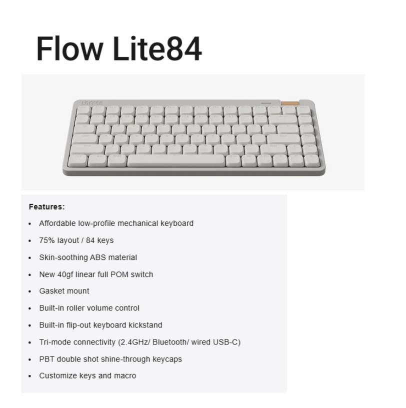 Lofree Flow Lite84 low-profile mechanical keyboard